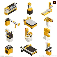工业机床插画