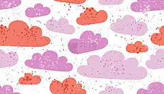云无缝矢量壁纸，无尽的背景图案与多云的天空，梦想蓬松的云景主题。