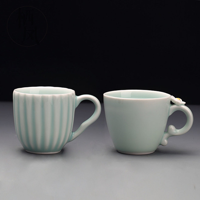 日式茶具 创意陶瓷青瓷 茶杯子创意情侣咖...