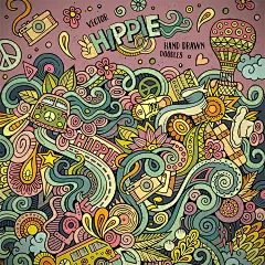 时尚元素精美插画黑白涂鸦背景底纹花纹彩色创意设计海报-淘宝网