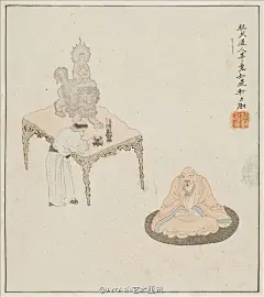 苏六朋——人物册页画欣赏  |  
苏六朋(1791—1862)，广东顺德人。字枕琴，号怎道人、怎叔、南水村佬、南溪渔隐、浮山樵者、石楼吟叟、南水人、南水渔郎、浮山山人、浮山七十二洞天樵子等。中国清代画家。能书隶草行多种字体;能画山水人物花鸟。宗法赵子昂、唐伯虎、仇十渊、吴伟、黄慎，又亲得罗浮山僧德坤的真传，画技娴熟高超，既能作端秀精细的工笔画，也能作粗毫写意的简笔画。尤善画人物，绘写了不少盲公、卖艺人等市井人物，是广东画坛上独树一帜的画家。