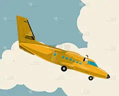 模型滑翔机飞越天空与云在老式颜色化。旧复古微妙的飞机为海报印刷设计。轻木翅膀, 模特嗜好。主矢量插图