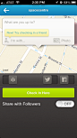 Foursquare的iPhone popovers，教练标志着截图