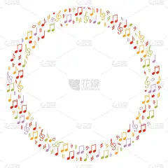 装饰，彩色框架与音乐音符。