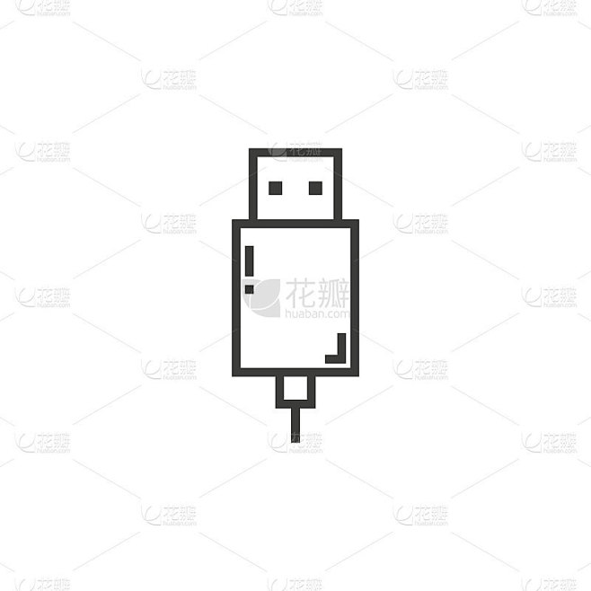 USB图标。平面设计中的矢量