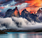 General 1280x1167 mountains Torres del Paine Patagonia Chile clouds lake nature landscape
