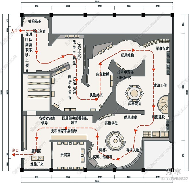 山东省警史馆展厅平面图施工图下载【ID:1135430920】_知末案例馆