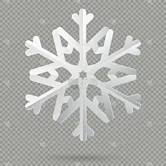 白色现实折叠纸圣诞雪花与影子孤立在透明的背景。每股收益10