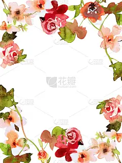 水彩玫瑰花架