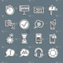 设置行Lifebuoy，手机带有感叹号，服务，404页面错误，圈内签到，手机聊天信息，秒表和语音气泡