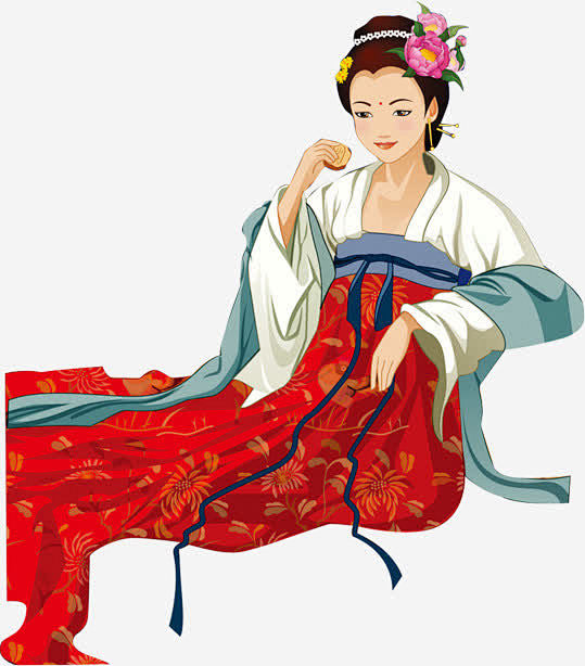 吃月饼的女人中国画中秋高清素材 页面网页...