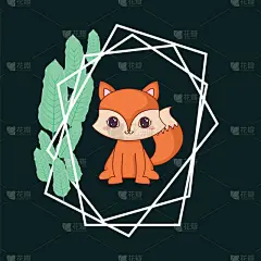 可爱的,叶子,狐狸,自然,传统,文字,热带雨林,野生动物,图像,问候