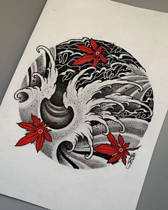 比利刺青TATTOO工作室采集到浪花   纹身手稿