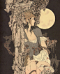 日本浮世绘风格画师：山本タカト作品，来体会一下细密的线条所编制的暗淡恐怖气氛吧。