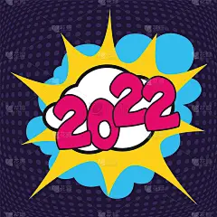 2022年带有连环画的贺卡，以纪念某一事件。