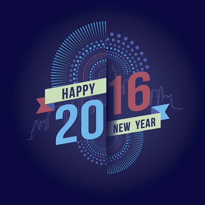 时尚新年2016字体设计矢量素材