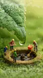 白露实景感微缩人物创意背景-AI套系