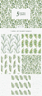 绿色植物文艺夏日水彩花环包装设计图案PNG免抠+PSD分层 (7)