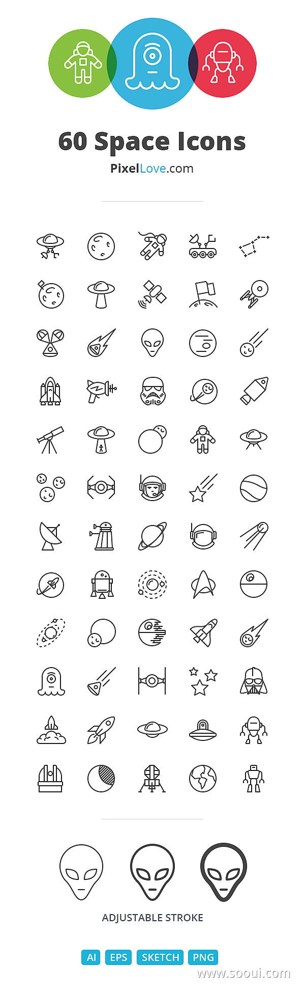 PixelLove：空间iOS线图标UI...