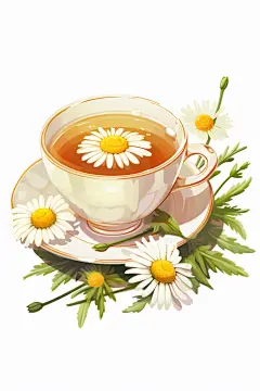 菊花茶二十四节气霜降插画图片