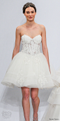 randy fenoli spring 2018 bridal strapless sweetheart neckline heavily embellished bodice bustier romantic above the knee short wedding dress (25) mv