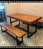 美式复古铁艺实木餐桌loft现代简约办公桌餐桌椅组合长方形工作台-淘宝网