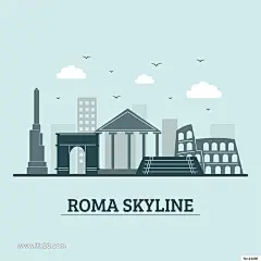 柏林多伦多巴黎悉尼马德里斯本罗马纽约城市剪影插画EPS矢量素材