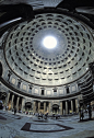 The interior of the Pantheon, the oldest domed building. It was built by Hadrian from 118-125 A.D Rome Italy