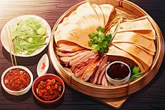 传统美食北京烤鸭鸭子美食插画