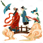 金边中国风七夕节元素贴纸13