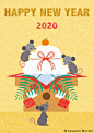 New Year's Card 2020 - mouse / digital work : 2020 is the year of the mouse in Chinese Zodiac. The Year of The mouse. Happy New Year  2020 new year card. ・ねずみ・年賀状・年賀・