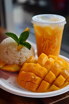 泰式菜品芒果糯米饭