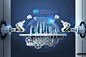 科技智能 机器人 地球 齿轮 城市建筑 未来科技概念PSD_平面设计_模库(51Mockup)