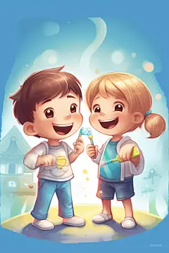 Midjourney_Prompts__DonnaAdams_Two_children_brushing_their_teeth_with_toothbrushes__1e85c3c7-de5b-45c3-9628-c3b2854ab8c2_xpanx