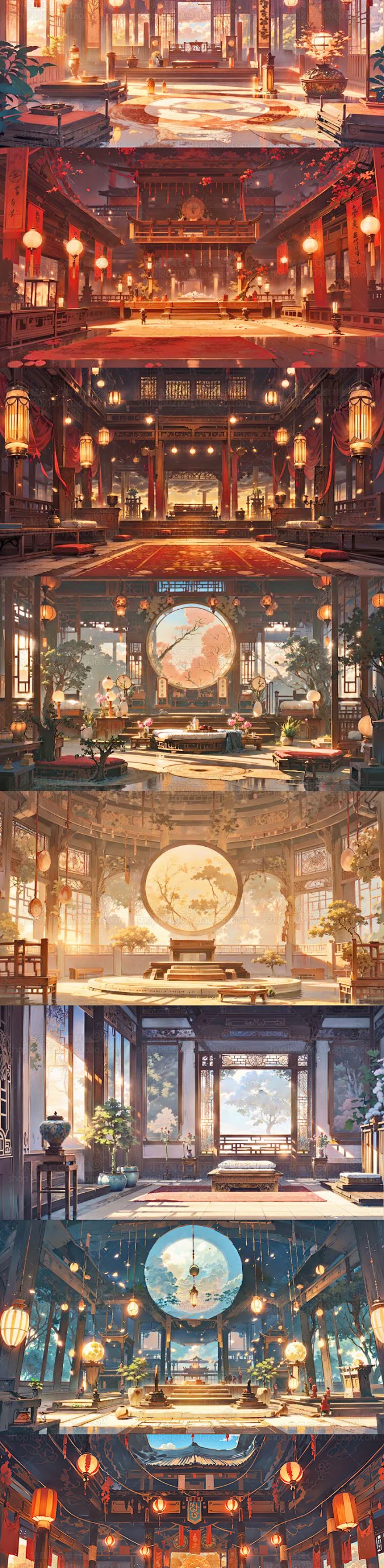 AI古风宫殿室内场景插画素材 国风影视游戏场景设定图集 背景设计-淘宝网-花瓣网