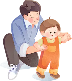 父亲节渐变写实风格人物插画-父子