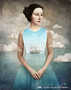 【奥地利画家Christian Schloe插画作品欣赏】
奥地利画家Christian Schloe是位用画来讲故事的人，云朵落雨，鸟群安眠，影子下的人，为解开的心锁，相信这一切她在梦里都见过。这画好像一首古典大师的美丽音乐，温暖的时光开始洒落，拥抱着心灵。