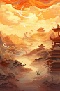 设计敦煌风竖版国潮背景图