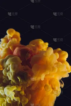 黄色,墨水,分离着色,黑色背景,化学,多样,云,橙色,壁纸,背景