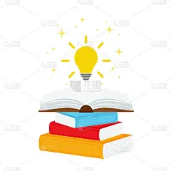 打开书与灯泡的概念，可以使用，登陆页，模板，ui，移动应用程序，海报，横幅，传单。矢量插图。