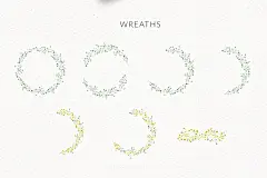 手绘水彩翡翠绿植物花卉花环设计素材 Emerald-Gold-Watercolor-Wreaths-设计元素-@美工云(meigongyun.com)