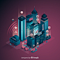 Isometric smart city background Free Vector