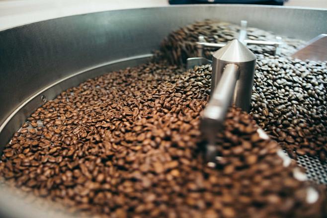 coffee beans on grin...