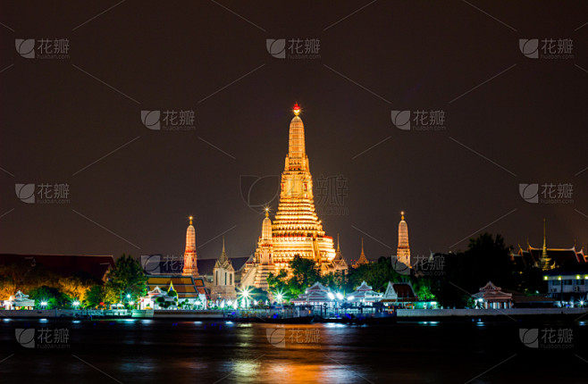 夜晚,泰国,郑王庙,曼谷,艺术,水平画幅,无人,湄南河,僧院,佛塔