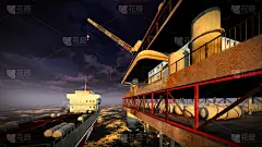 石油钻塔,地铁月台,天空,能源,工业船,夜晚,月亮,起重机,工业,火车站站台