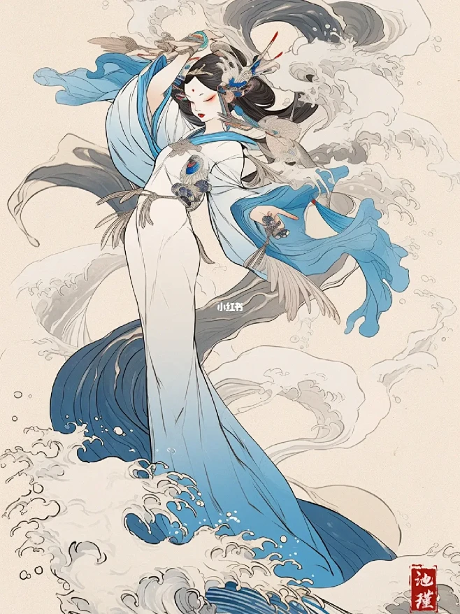 昔日人间妖艳子， 化身精卫展翅蓬