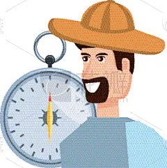 分离着色,男人,罗盘,图标,导游,旅途,测量工具,概念,设备用品