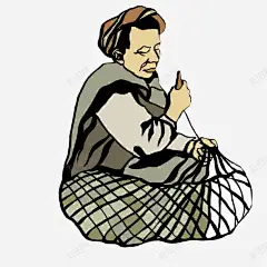 编制渔网的沿海妇女 平面电商 创意素材