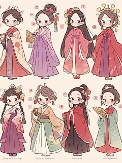 Q版人物，古风汉服