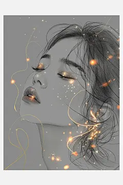 数字艺术创意灵感素描画人物线条画铅笔画-众图网